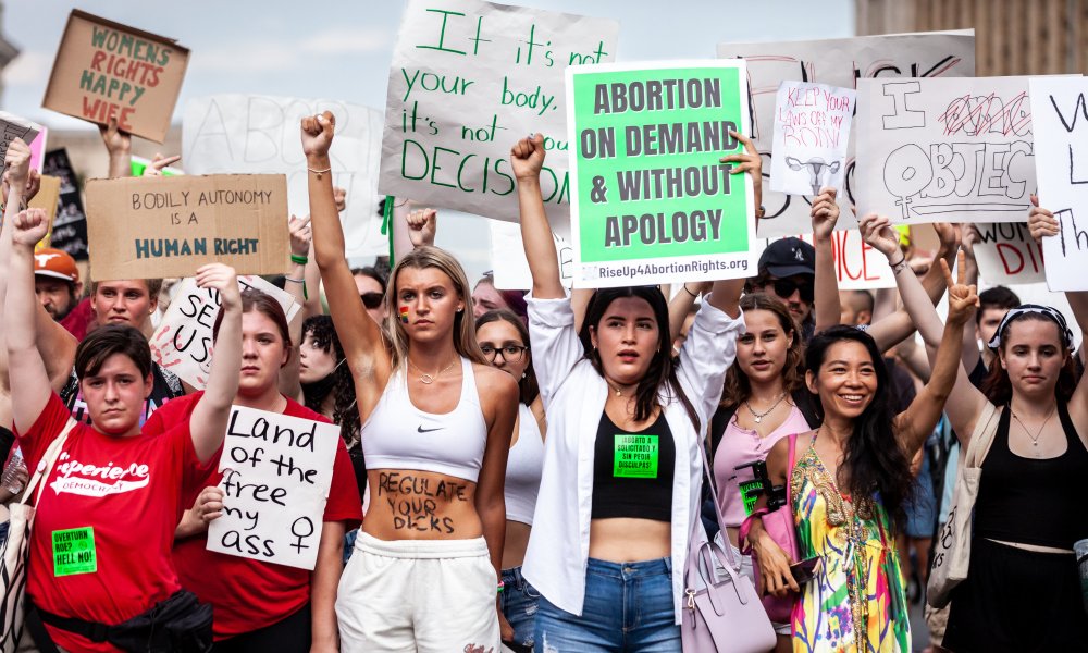 Hundreds protest towards US abortion ruling